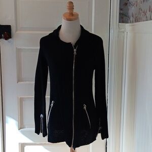 Danity black moto jacket sweater